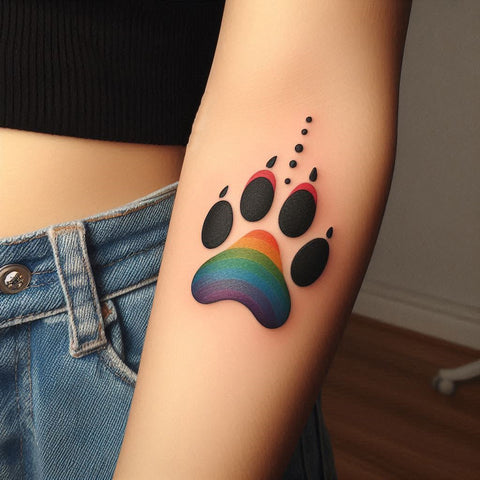 Rainbow Paw Print Tattoo