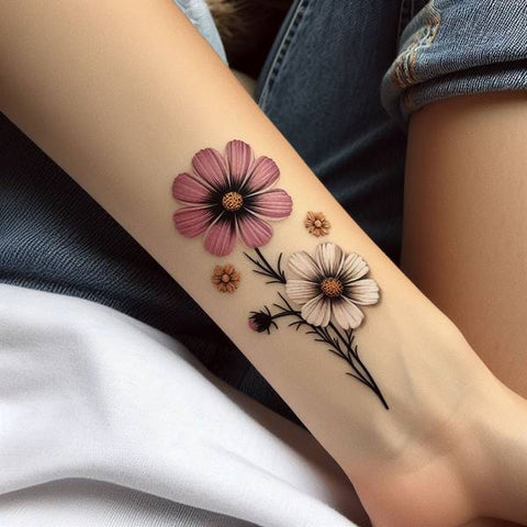 Realistic Cosmos Flower Tattoo 2