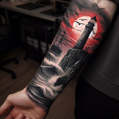 Realistic Lighthouse Tattoo 2