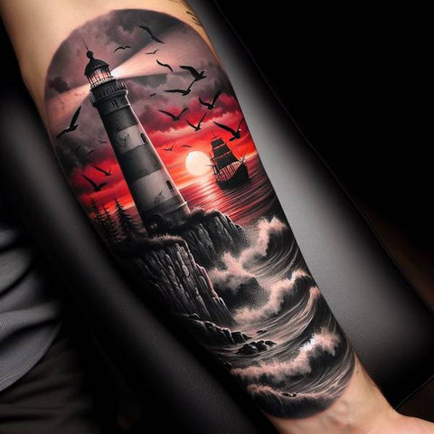 Realistic Lighthouse Tattoo 3