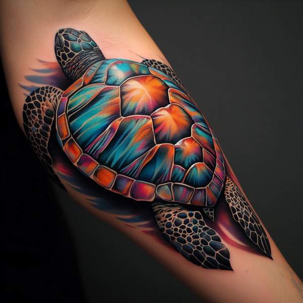 Realistic sea turtle tattoo 1