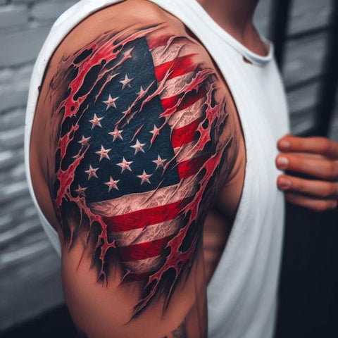 Ripped American Flag Tattoo 1