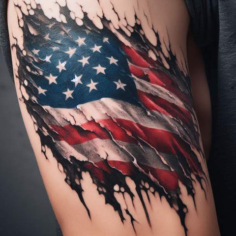 Ripped American Flag Tattoo 2