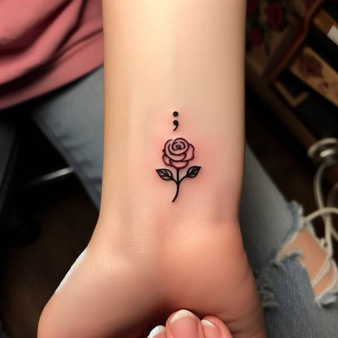 Rose Semicolon Tattoo 1