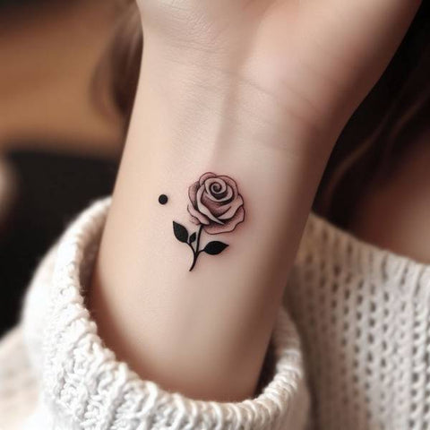 Rose Semicolon Tattoo 2