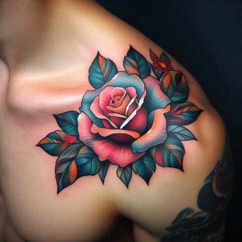 Depiction Tattoo Gallery : Tattoos : Flower : Lotus Shoulder Cap Tattoo