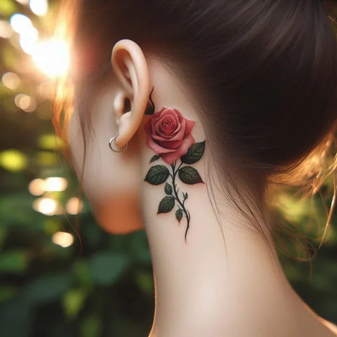 Rose Tattoo Behind The Ear 2
