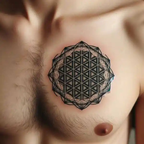 Sacred Geometry Chest Tattoo 1