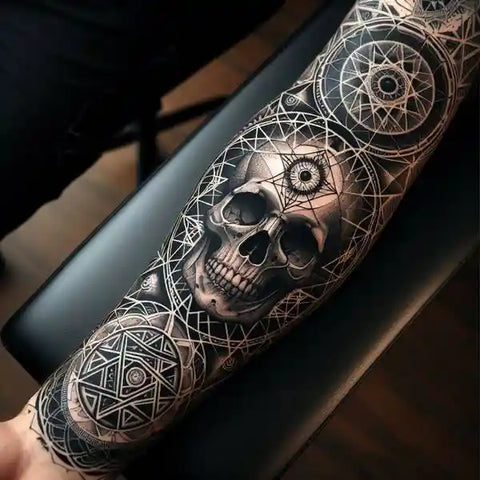 Sacred Geometry Skull Tattoo 2