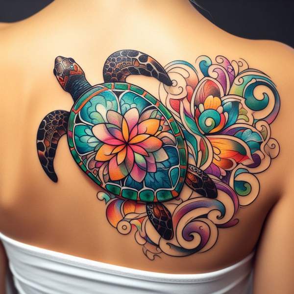 Sea Turtle Back Tattoo 1