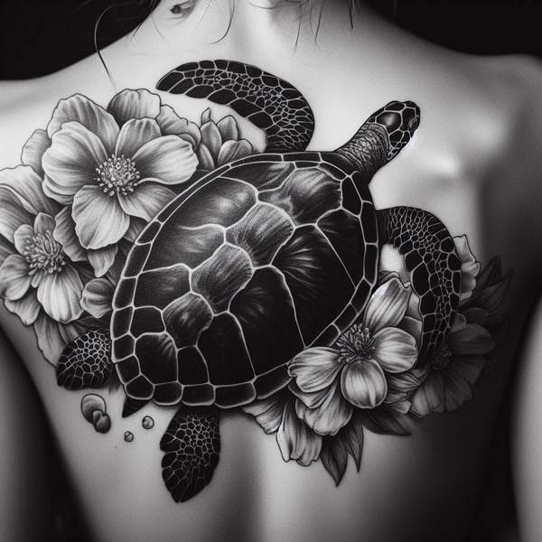 Sea Turtle Back Tattoo 2
