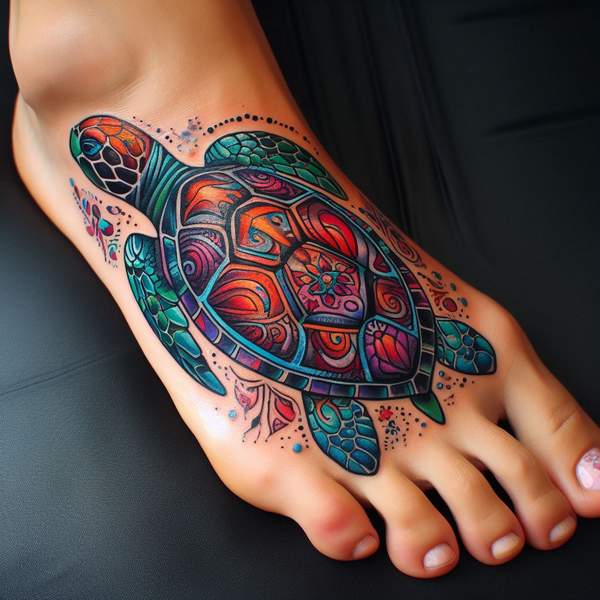 Sea Turtle Tattoo on Foot