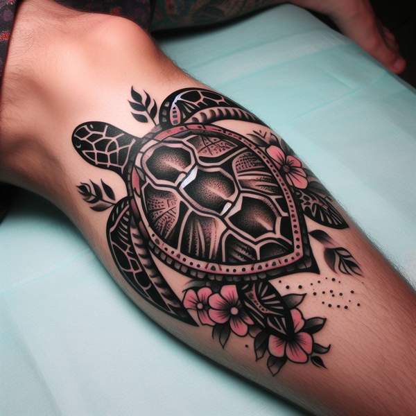 Sea Turtle Tattoo on Leg