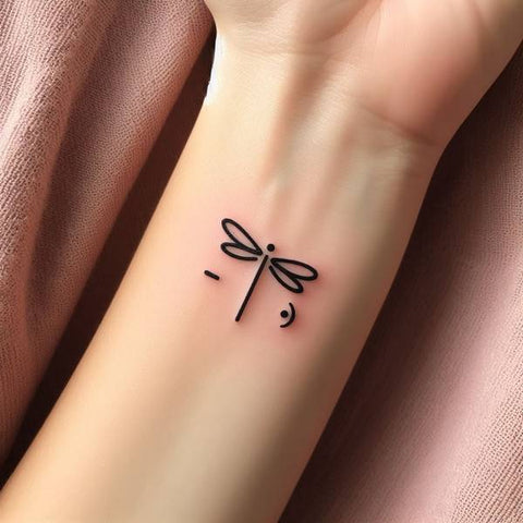 Semicolon Dragonfly Tattoo