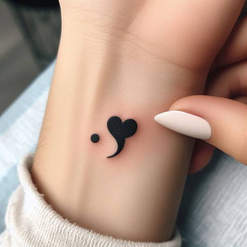 Semicolon Heart Tattoo 2