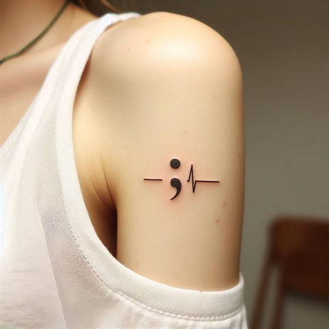 Semicolon Heartbeat Tattoo