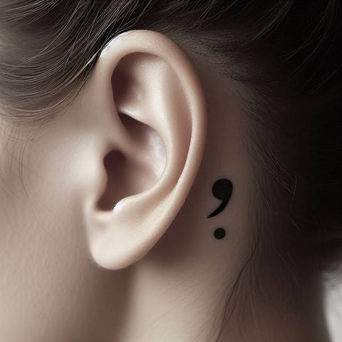 Semicolon Tattoo Behind the Ear 2