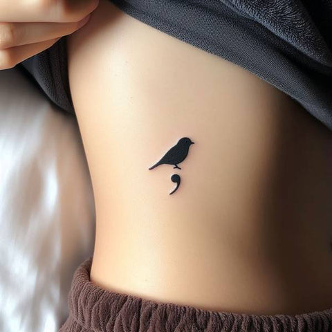 Semicolon Tattoo with Bird 1