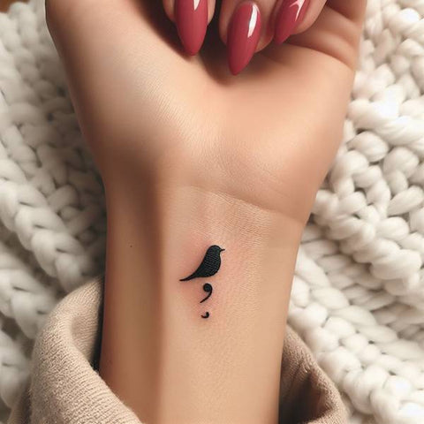 Semicolon Tattoo with Bird 2