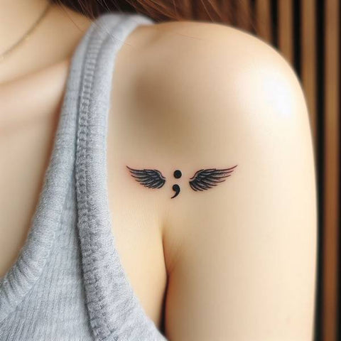 Semicolon Tattoo with Wings 1