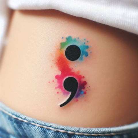 Semicolon Watercolor Tattoo 1