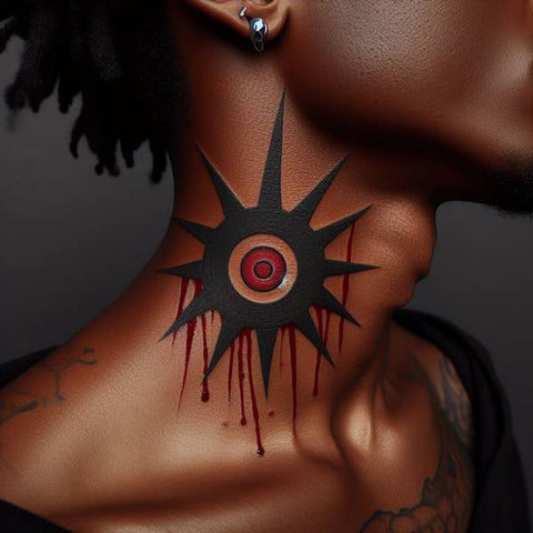 Sharingan Neck Tattoo 1