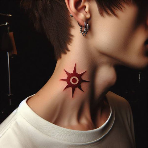 Sharingan Neck Tattoo 2