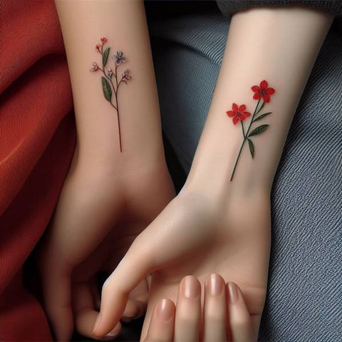 Sibling Floral Tattoo