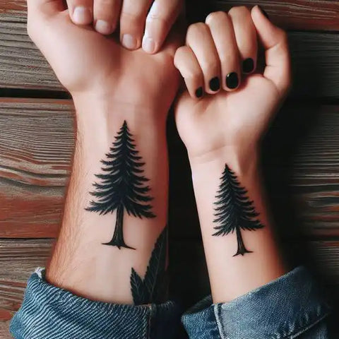Sibling Pine Tree Tattoo