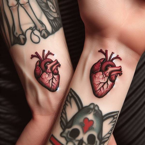 Siblings Anatomical Heart Tattoo