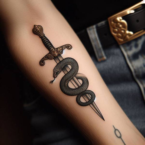 Snake Wrapped Around Sword Tattoo 2