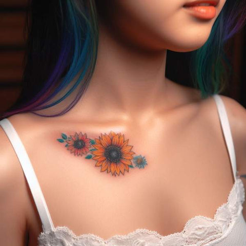 Sunflower Collarbone Tattoo 1