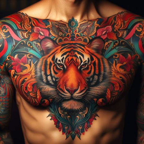 Tiger Chest Tattoo