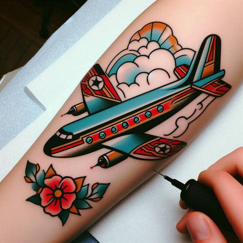 Traditional Airplane Tattoo 1