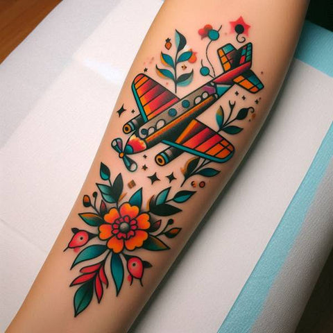 Traditional Airplane Tattoo 2