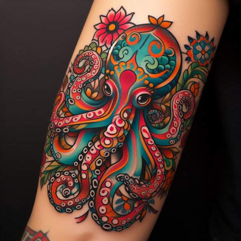 Traditional Tattoo Octopus Metal Print by napiks | Society6