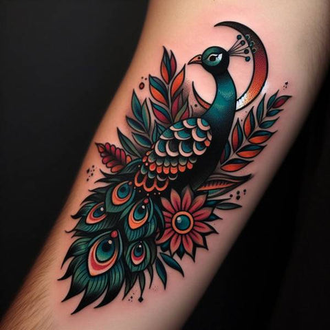 Traditional Peacock Tattoo 2