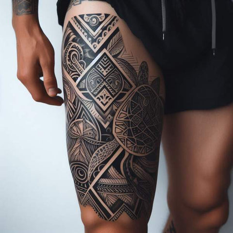 Traditional Thigh Tattoo