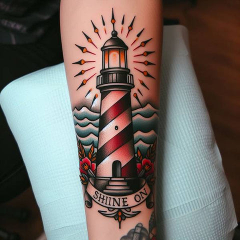 Traditional Lighthouse Tattoo 1