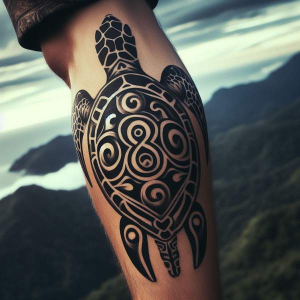 Tribal sea turtle tattoo 1