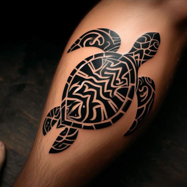 Tribal sea turtle tattoo 2