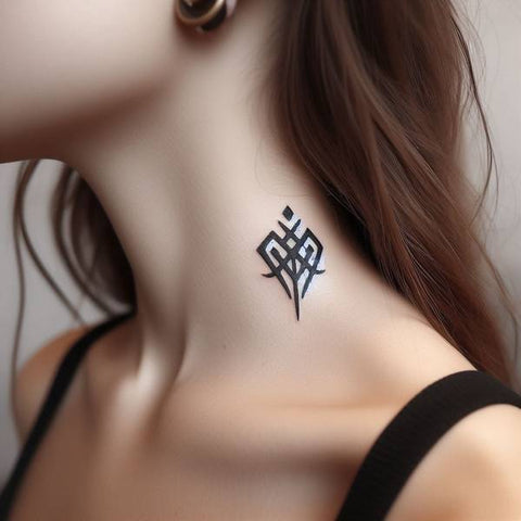 Valknut Neck Tattoo 1