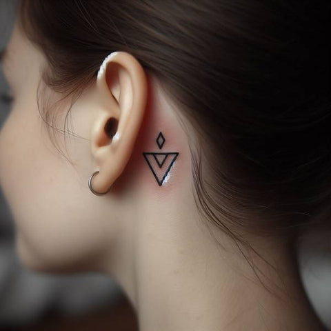 Valknut Tattoo Behind the Ear