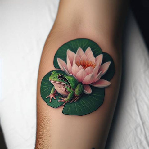 Water Lily And Frog Tattoo 2