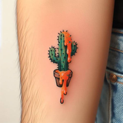 Watercolor Cactus Tattoo 2