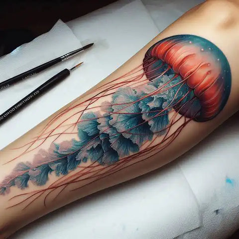 Watercolor Jellyfish Tattoo 1