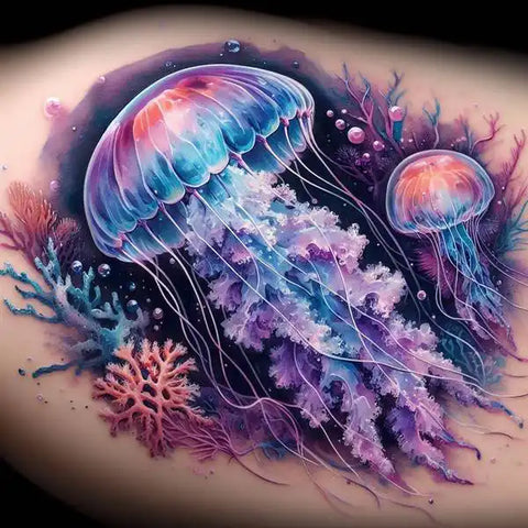 Watercolor Jellyfish Tattoo 2