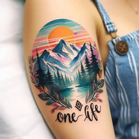 Watercolor Mountain Tattoo