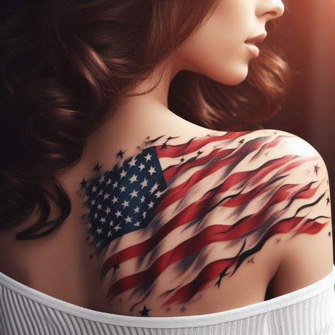 Waving American Flag Tattoo