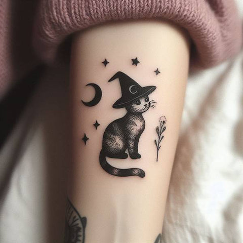 Witchy Cat Tattoo 1